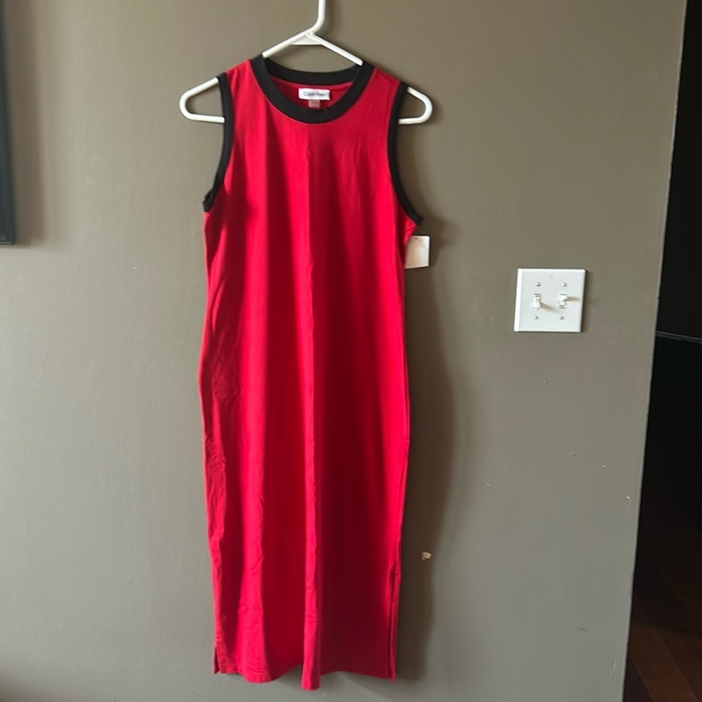 Calvin Klein red black tank dress size small